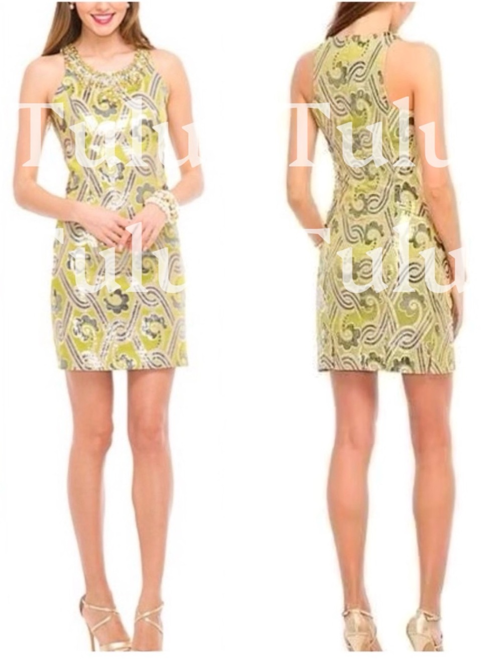Lilly Pulitzer Pearl Dress Kelp Green Metallic Vintage Brocade 0 NWOT